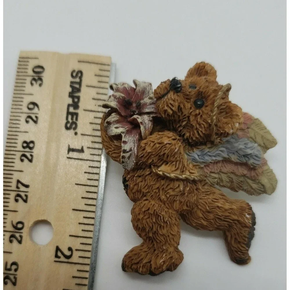 Vintage Boyds Bears Angel bear w/‎ lily flower brooch pin